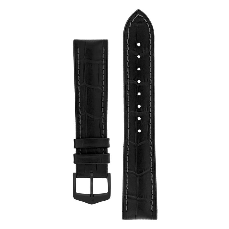 Hirsch PAUL Alligator Embossed Performance Watch Strap in BLACK