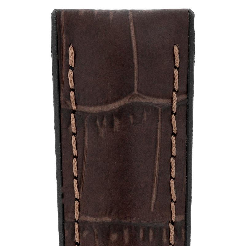 Hirsch PAUL Alligator Embossed Performance Watch Strap in BROWN