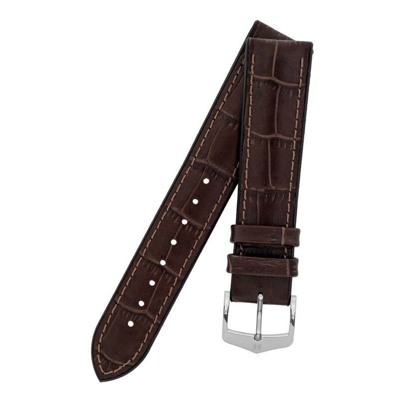 Hirsch PAUL Alligator Embossed Performance Watch Strap in BROWN