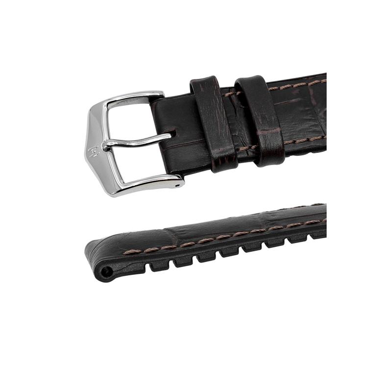 Hirsch PAUL Alligator Embossed Performance Watch Strap in BROWN