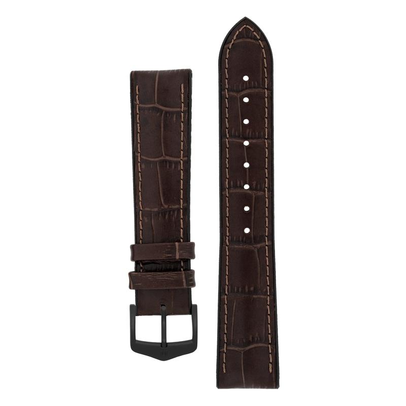 Hirsch PAUL Alligator Embossed Performance Watch Strap in BROWN