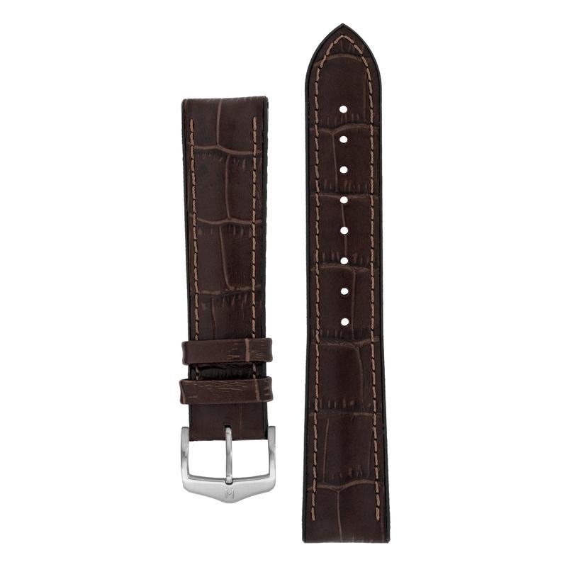 Hirsch PAUL Alligator Embossed Performance Watch Strap in BROWN