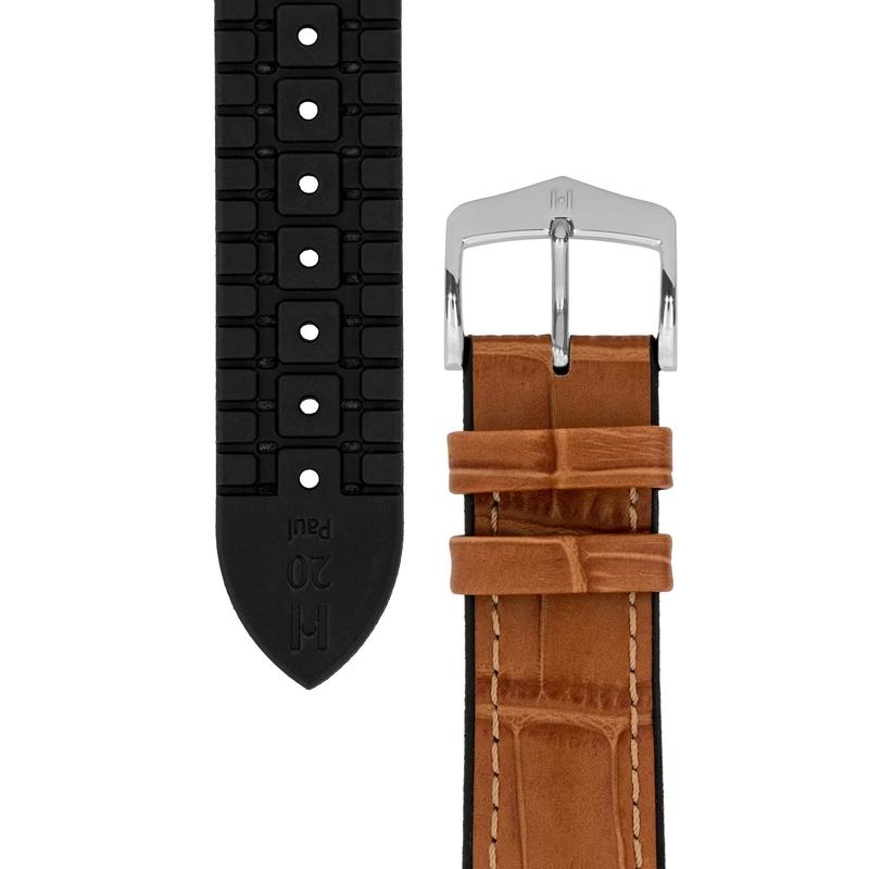 Hirsch PAUL Alligator Embossed Performance Watch Strap in HONEY
