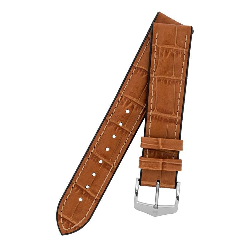 Hirsch PAUL Alligator Embossed Performance Watch Strap in HONEY