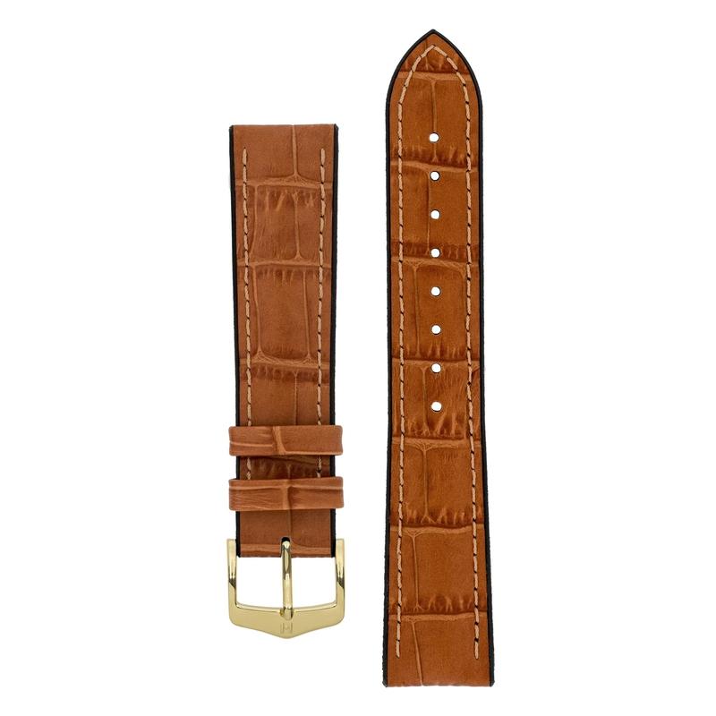 Hirsch PAUL Alligator Embossed Performance Watch Strap in HONEY