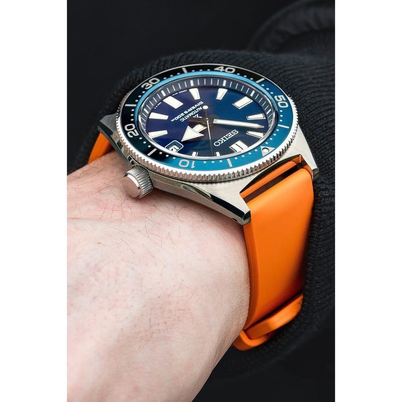 Hirsch PURE Natural Rubber Watch Strap in ORANGE