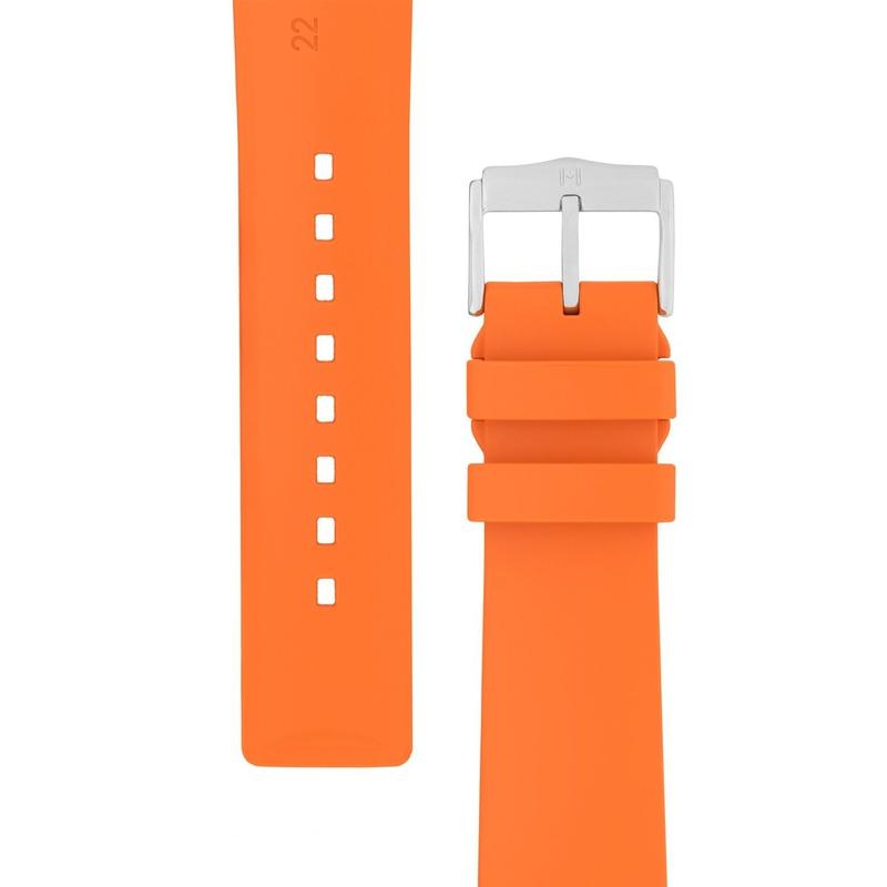 Hirsch PURE Natural Rubber Watch Strap in ORANGE