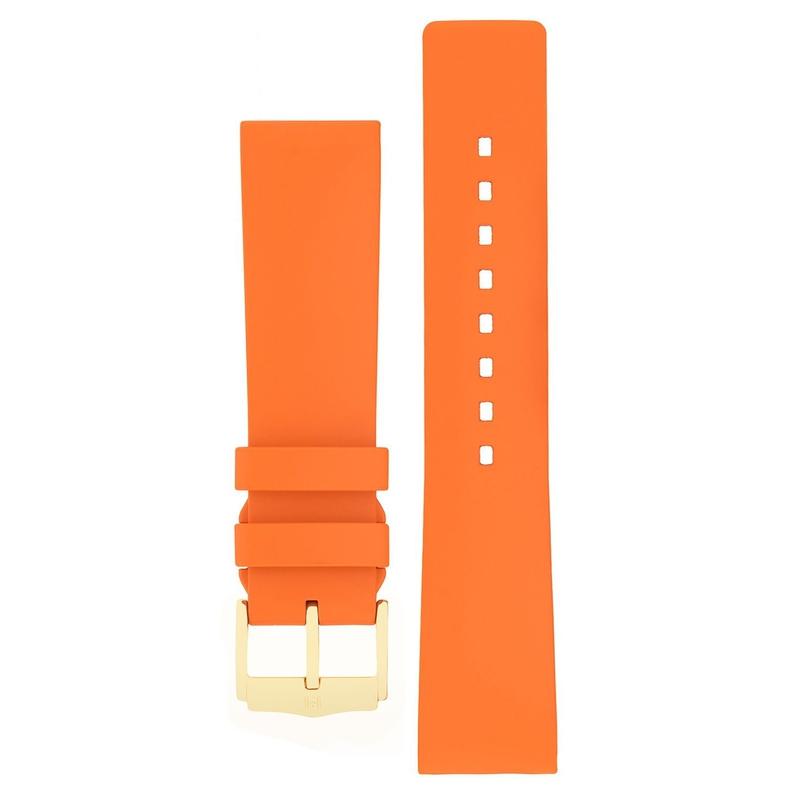 Hirsch PURE Natural Rubber Watch Strap in ORANGE