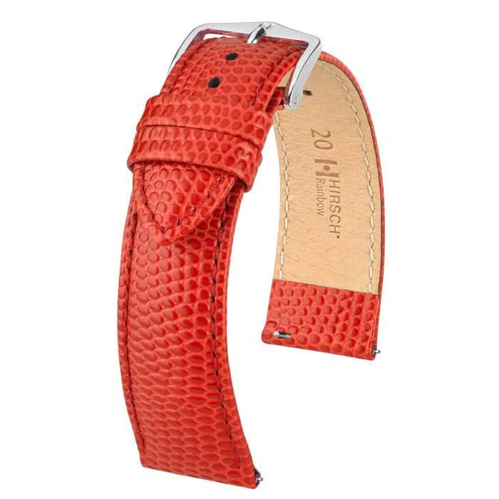 Hirsch RAINBOW Bonded Leather Watch Strap in RED
