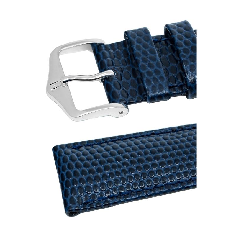 Hirsch RAINBOW Lizard Embossed Leather Watch Strap in BLUE