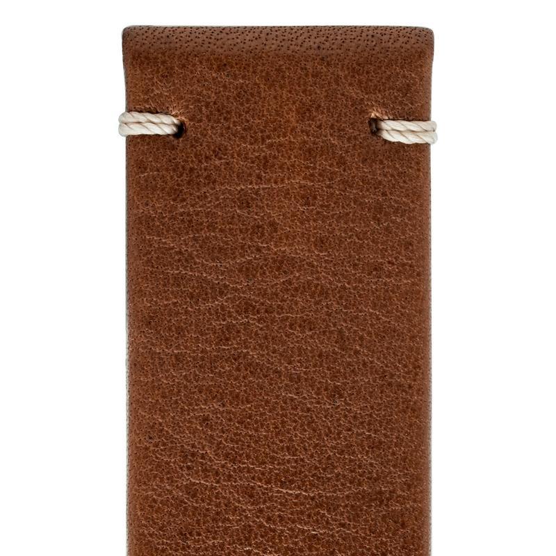 Hirsch RANGER Retro Leather Parallel Watch Strap in GOLD BROWN