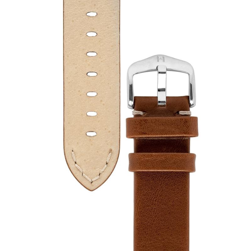 Hirsch RANGER Retro Leather Parallel Watch Strap in GOLD BROWN