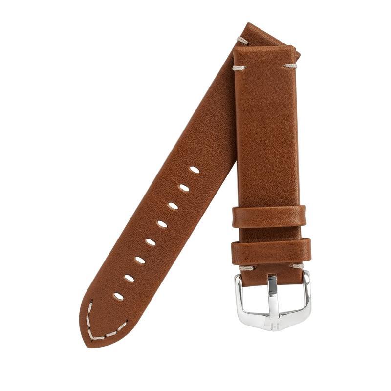Hirsch RANGER Retro Leather Parallel Watch Strap in GOLD BROWN