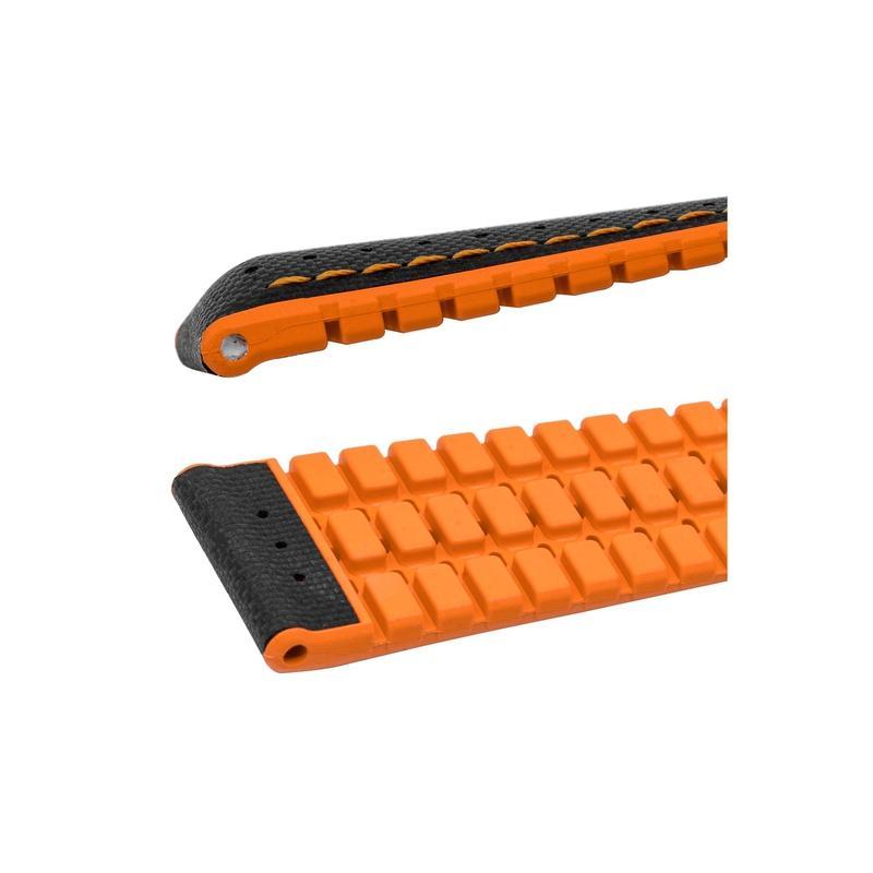 Hirsch ROBBY Sailcloth Effect Performance Watch Strap in BLACK / ORANGE