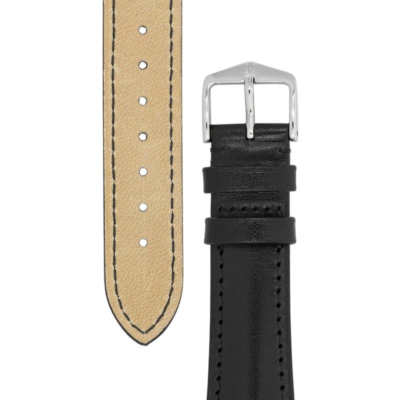 Hirsch SIENA Tuscan Leather Watch Strap in BLACK