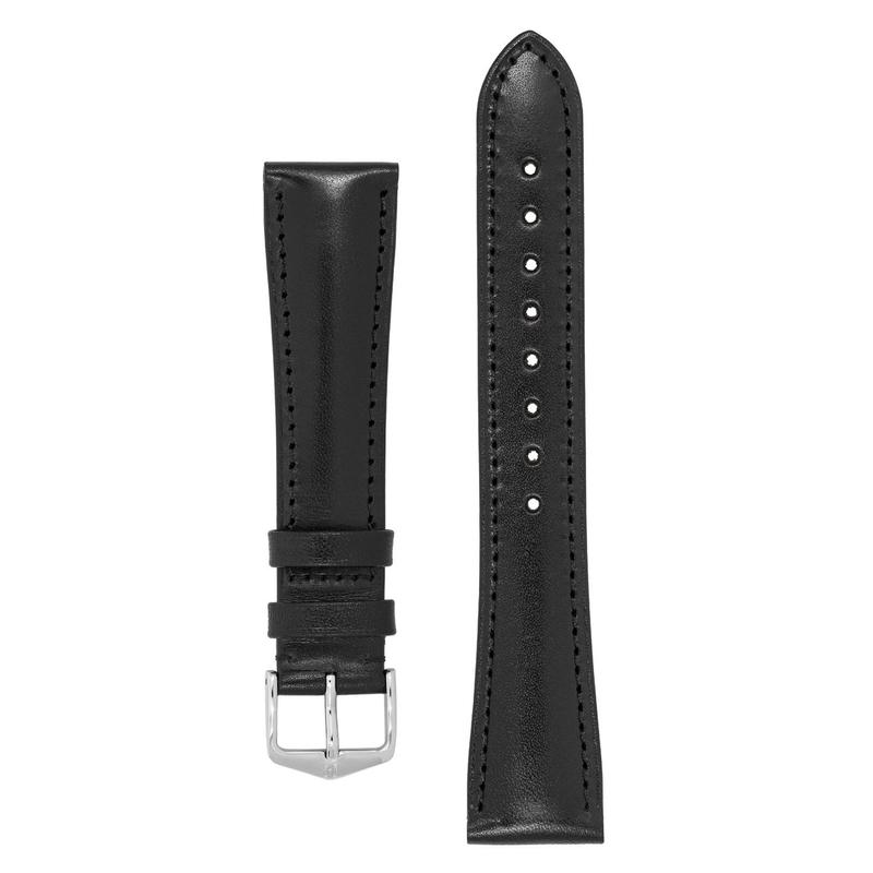 Hirsch SIENA Tuscan Leather Watch Strap in BLACK