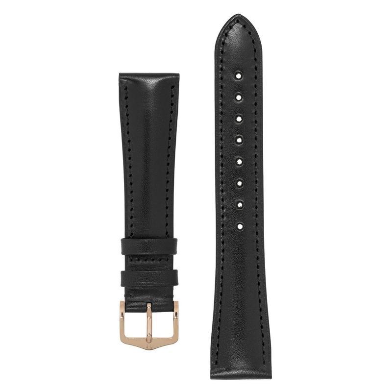 Hirsch SIENA Tuscan Leather Watch Strap in BLACK
