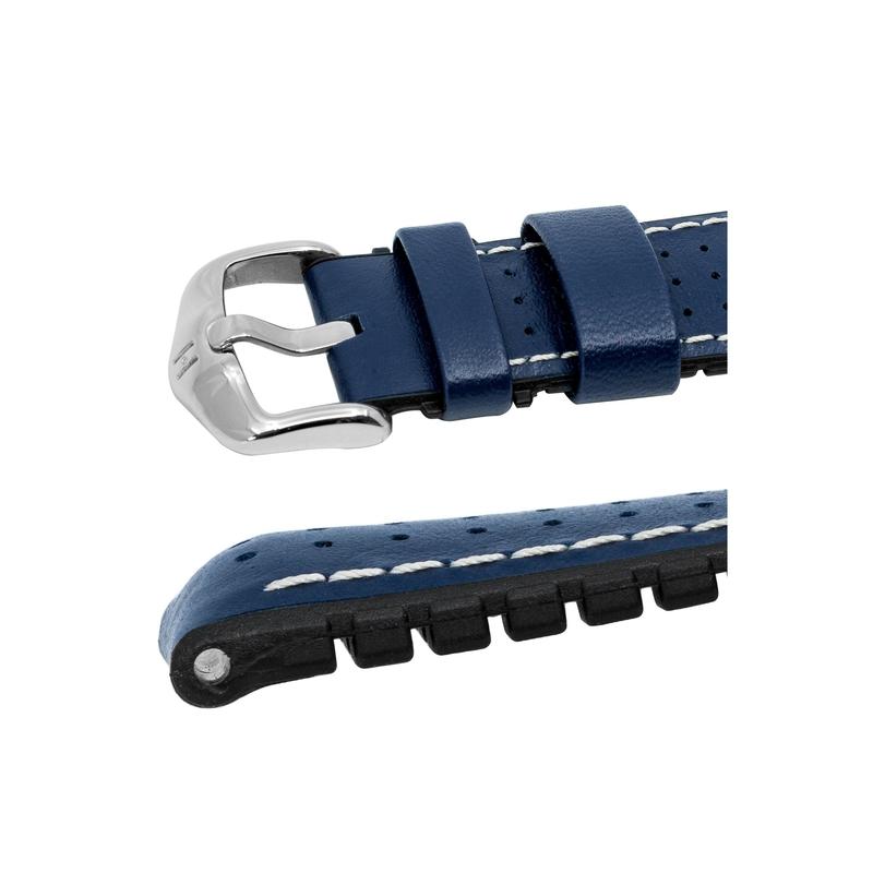 Hirsch TIGER Perforated Leather Performance Watch Strap in BLUE