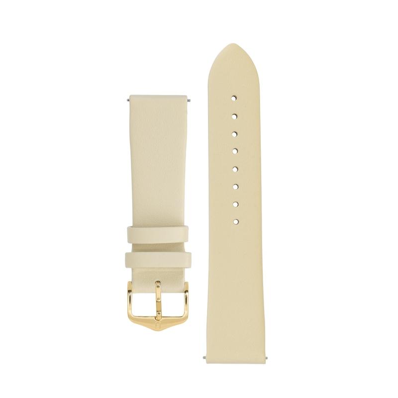 Hirsch TORONTO Fine-Grained Leather Watch Strap in BEIGE