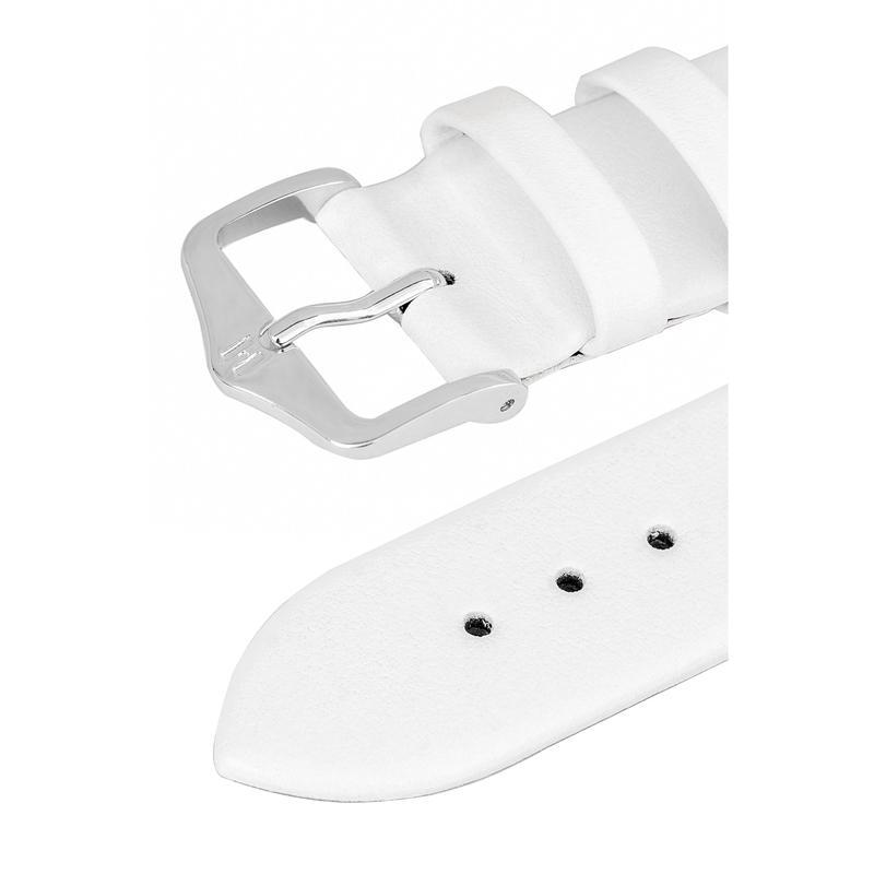 Hirsch TORONTO Fine-Grained Leather Watch Strap in WHITE