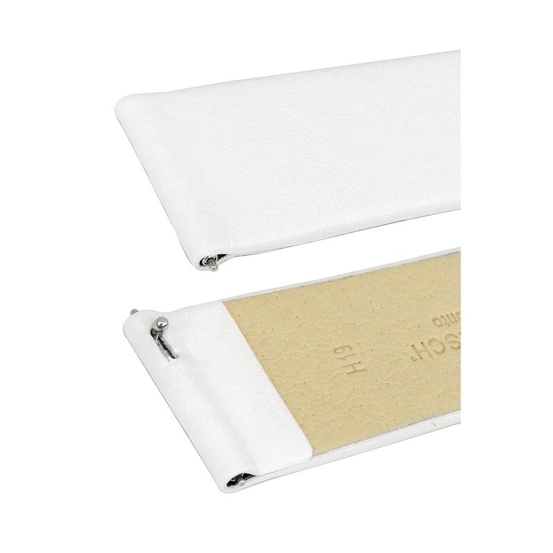 Hirsch TORONTO Fine-Grained Leather Watch Strap in WHITE