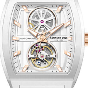 Kenneth Cole New York Skeleton Automatic Two-Tone Stainless Steel Bracelet Watch Silver