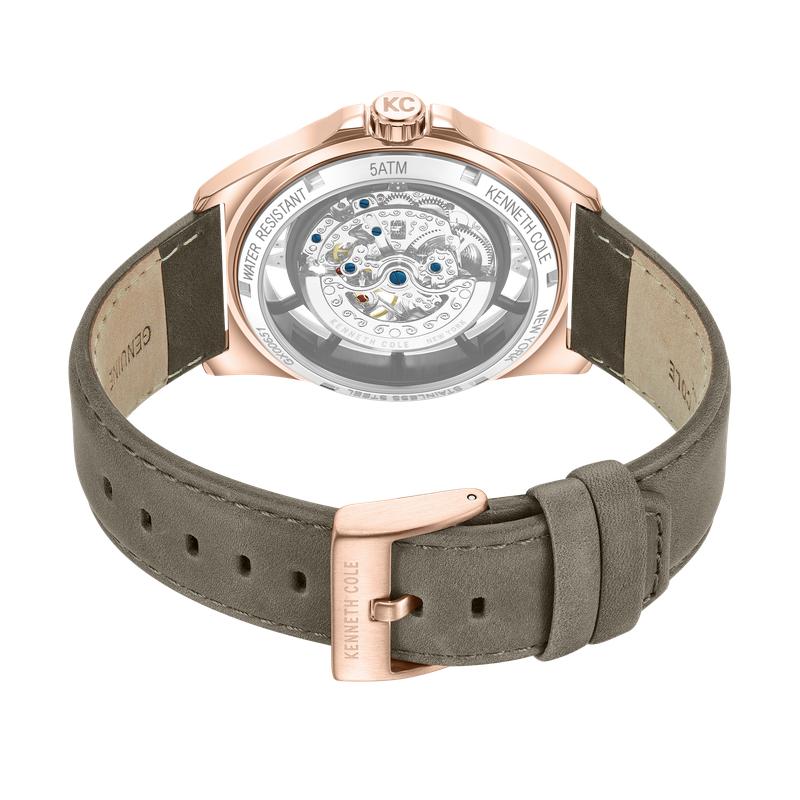 Kenneth Cole Gents Automatic Khaki Leather Watch KCWGX0065101