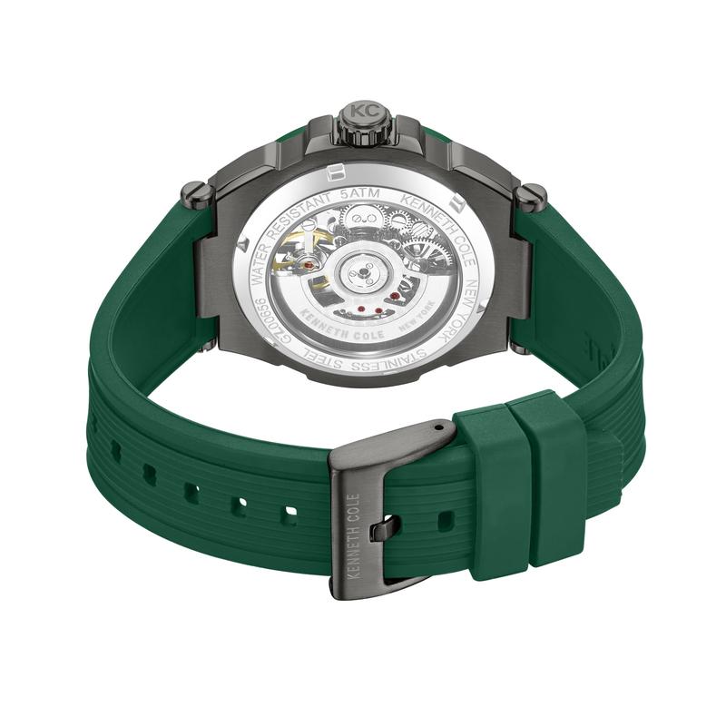 Kenneth Cole Gents Green Silicone Strap Automatic Watch KCWGZ0065603