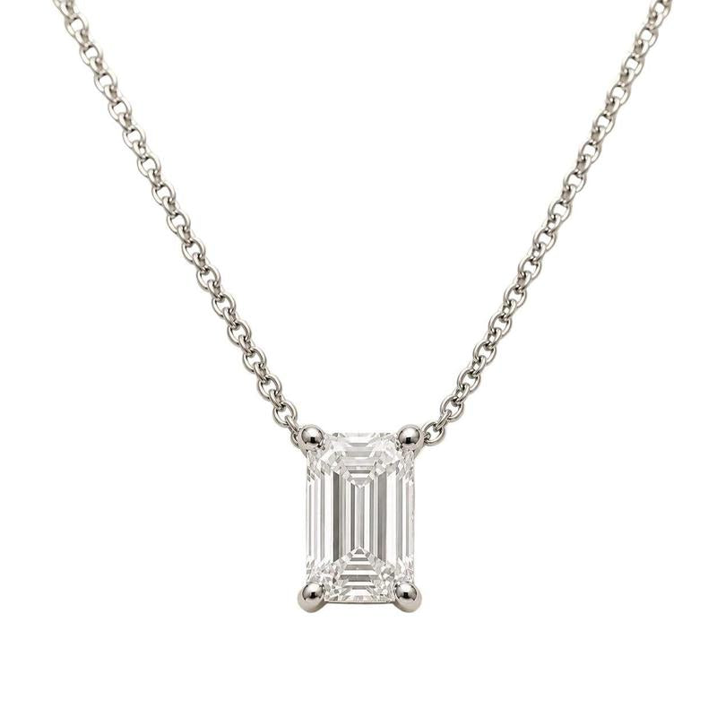 Lab-Grown Diamond Emerald Pendant 1.01ct 9ct White Gold