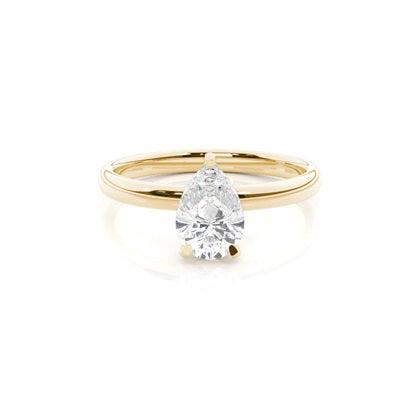 Lab-Grown Diamond Pear Solitaire Ring 0.50ct 9ct Yellow Gold