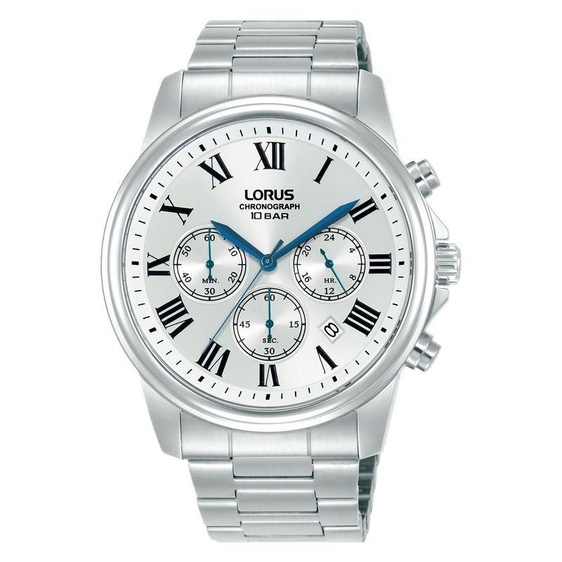Lorus Classic Men's Quartz Chronograph Watch Silver White Sunray Dial