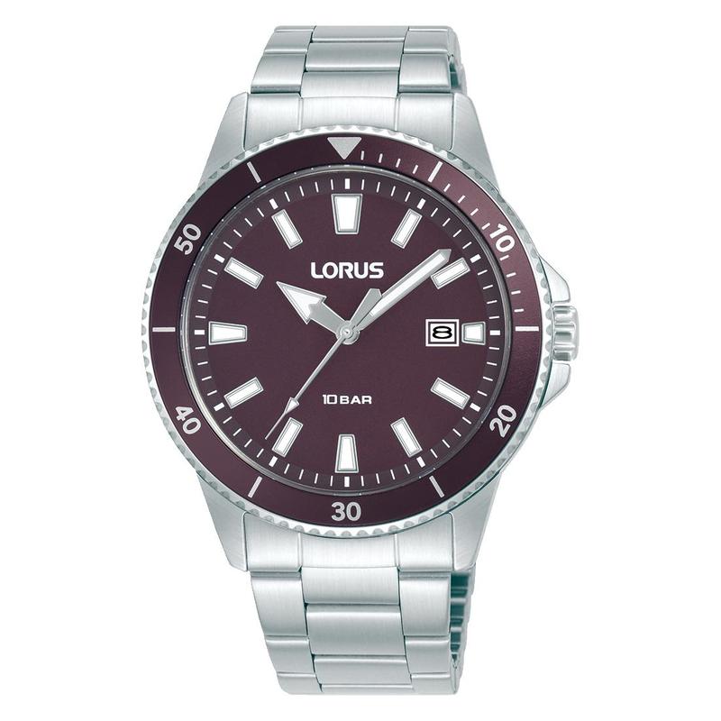 Lorus Men's Dark Purple Matte Dial Stainless Steel Watch