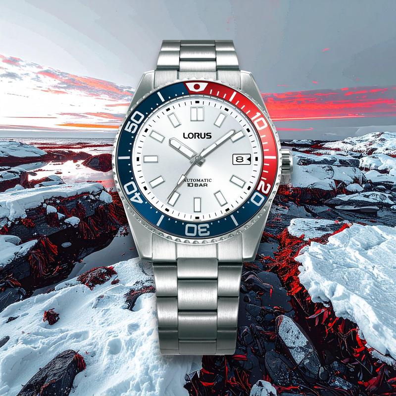 Lorus Sports Men's Automatic Watch Stainless Steel Silver White Sunray Dial
