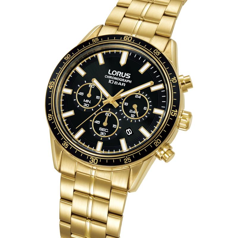Lorus Sports Men's Quartz Chronograph Watch Black Sunray Dial