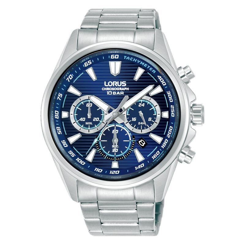 Lorus Sports Men's Quartz Chronograph Watch Dark Blue Sunray Dial
