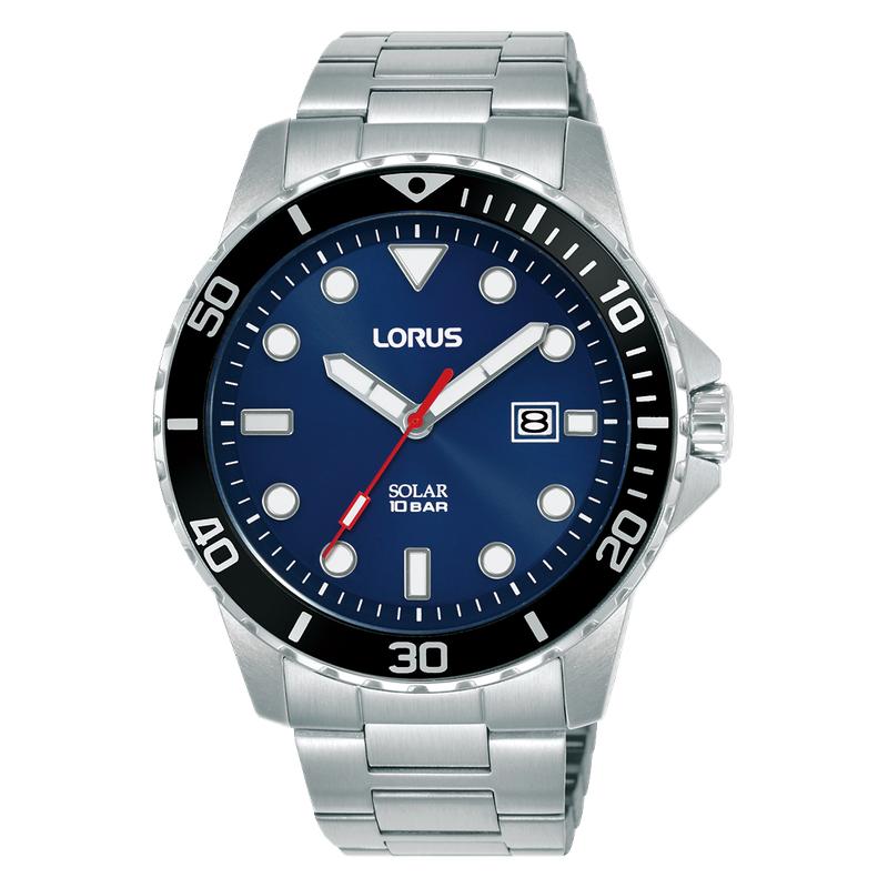 Lorus Sports Men's Solar Watch Dark Blue Sunray Dial