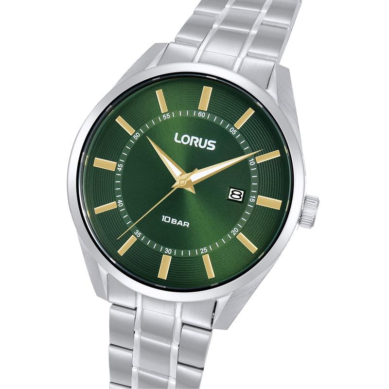 Lorus Sports RH911SX9 Men's 42mm Quartz Watch Stainless Steel Dark Green Sunray Dial