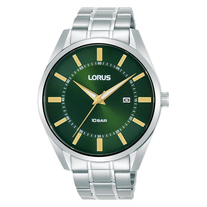 Lorus Sports RH911SX9 Men's 42mm Quartz Watch Stainless Steel Dark Green Sunray Dial