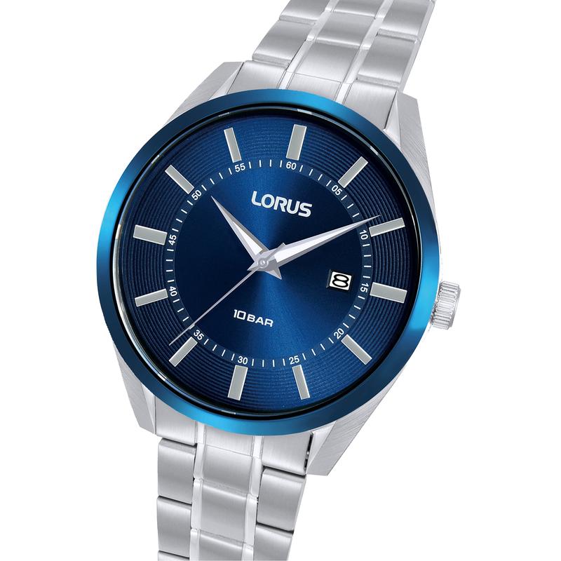 Lorus Sports RH913SX9 Men's 42mm Quartz Watch Stainless Steel Dark Blue Sunray Dial