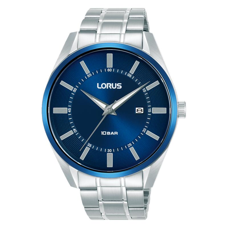 Lorus Sports RH913SX9 Men's 42mm Quartz Watch Stainless Steel Dark Blue Sunray Dial