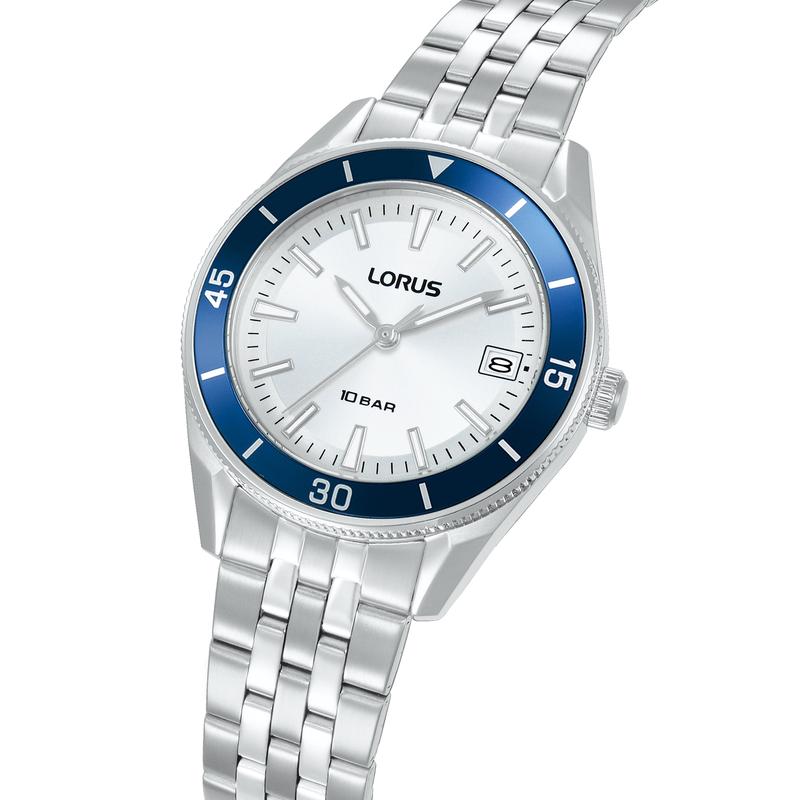 Lorus Sports RH943SX9 Women's 34mm Quartz Watch Silver White Sunray Dial