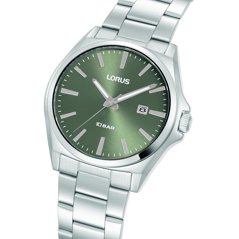 Lorus Sports RH949SX9 Men's 42mm Quartz Watch Stainless Steel Dry Green Sunray Dial