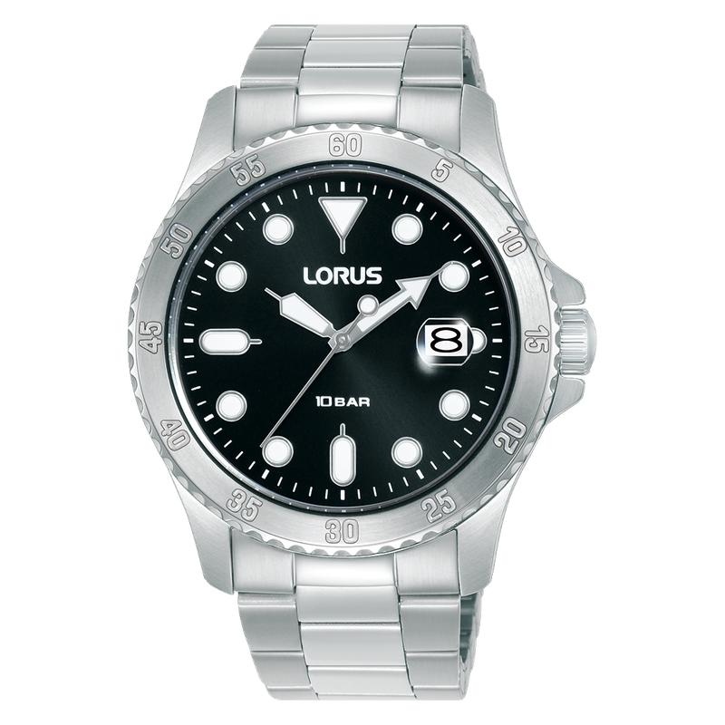 Lorus Sports RS965DX9 Men's 42mm Quartz Watch Black Sunray Dial