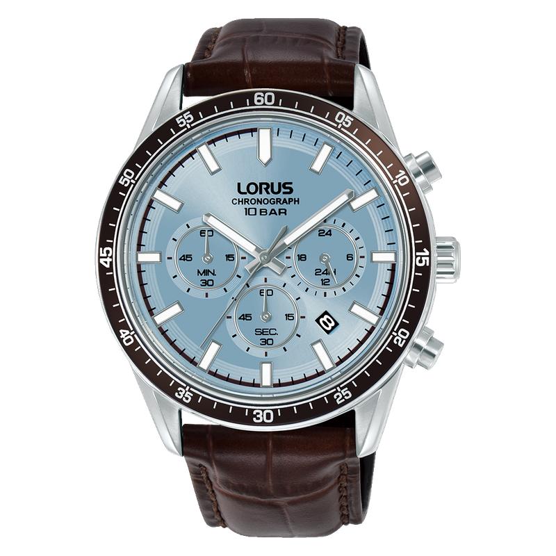 Lorus Sports RT351LX9 Men's 43mm Quartz Chronograph Watch Light Blue Sunray Dial