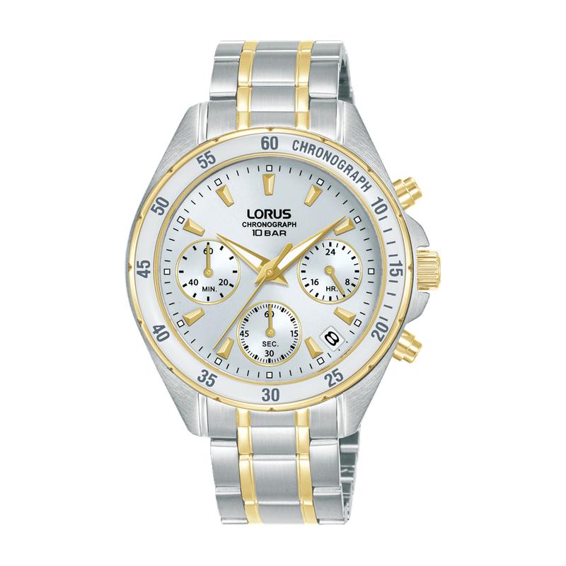 Lorus Sports RT360LX9 Women's 36mm Quartz Chronograph Watch Silver White Sunray Dial