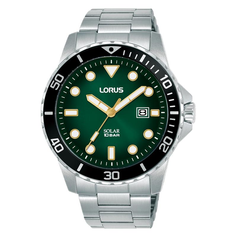 Lorus Sports RX305BX9 Men's 42mm Solar Watch Dark Green Gradation Dial