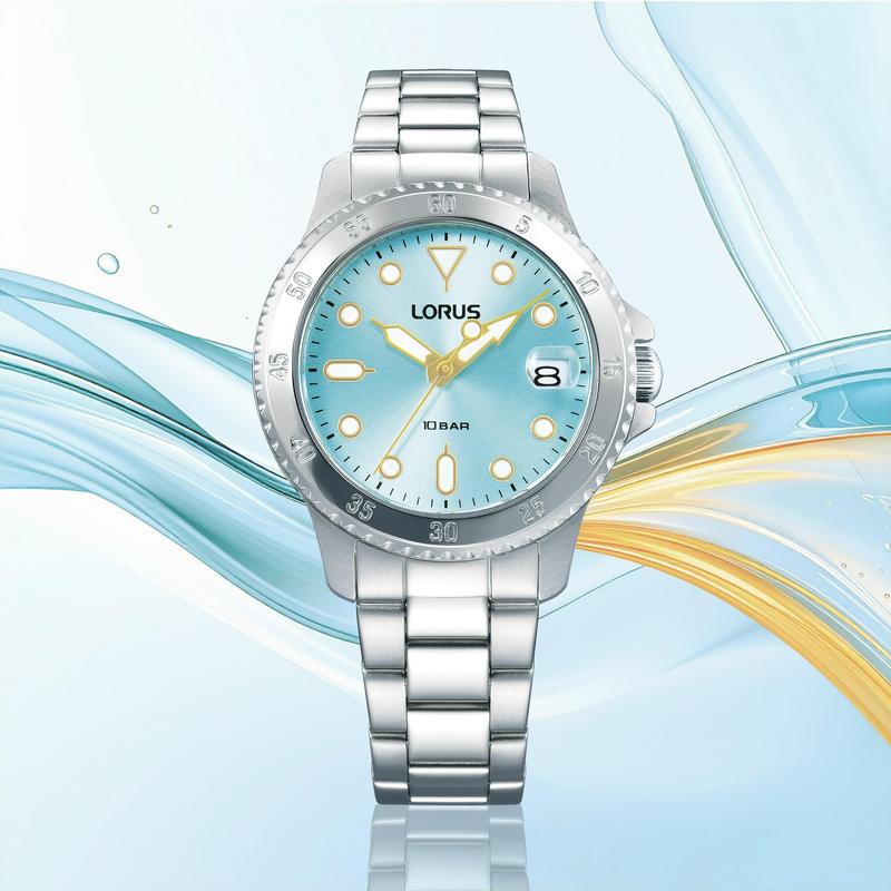 Lorus Sports Women's Quartz Watch Light Blue Sunray Dial