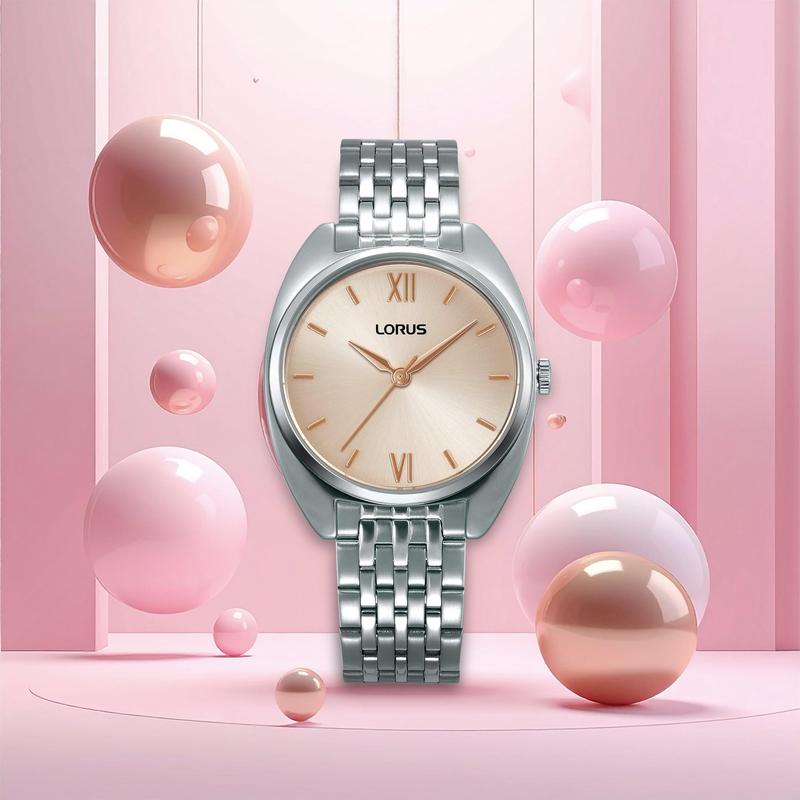 Lorus Women's 30mm Quartz Watch Silver Light Pink Sunray Dial