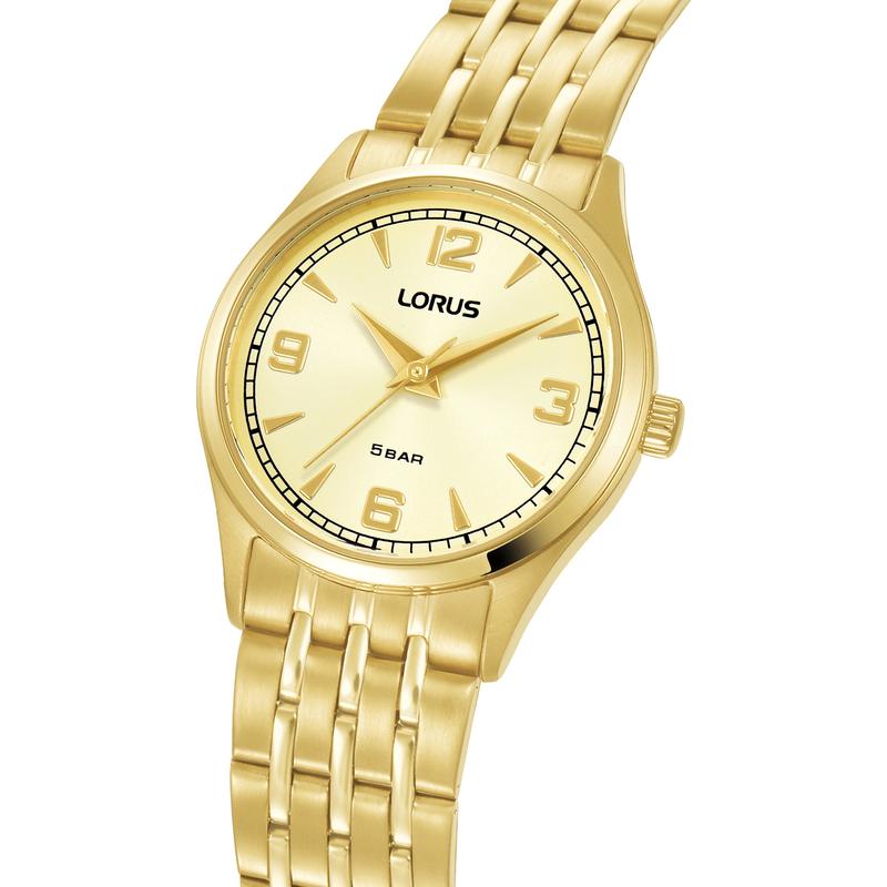 Lorus Women's Quartz Watch Silver Champagne Sunray Dial