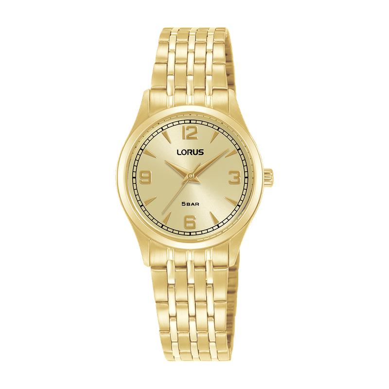 Lorus Women's Quartz Watch Silver Champagne Sunray Dial